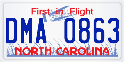NC license plate DMA0863