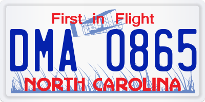 NC license plate DMA0865