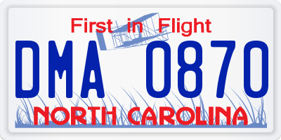 NC license plate DMA0870