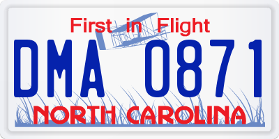 NC license plate DMA0871