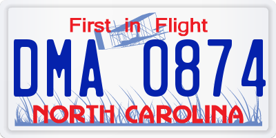 NC license plate DMA0874