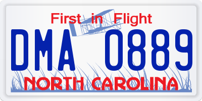 NC license plate DMA0889