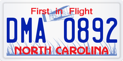 NC license plate DMA0892