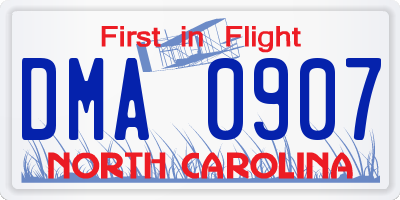 NC license plate DMA0907
