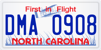 NC license plate DMA0908