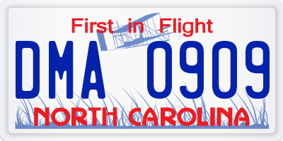 NC license plate DMA0909