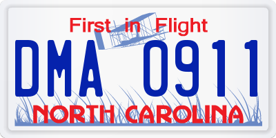 NC license plate DMA0911