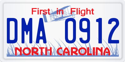 NC license plate DMA0912