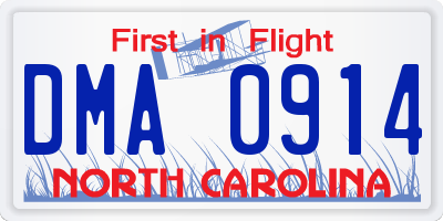 NC license plate DMA0914