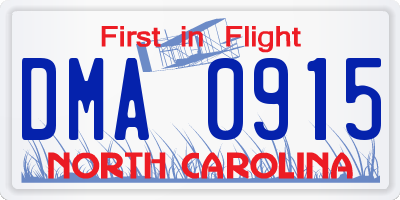 NC license plate DMA0915