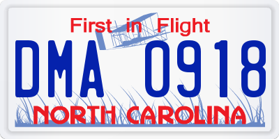 NC license plate DMA0918