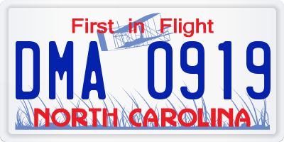 NC license plate DMA0919