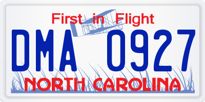NC license plate DMA0927