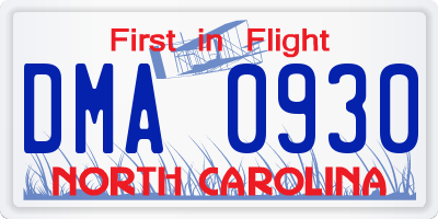 NC license plate DMA0930