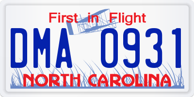 NC license plate DMA0931