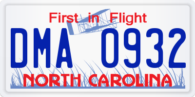 NC license plate DMA0932