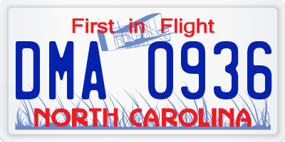 NC license plate DMA0936