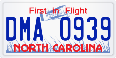 NC license plate DMA0939