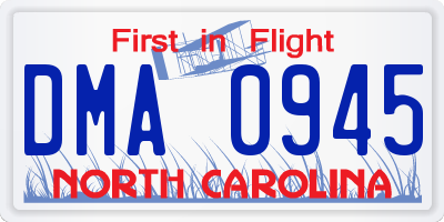 NC license plate DMA0945