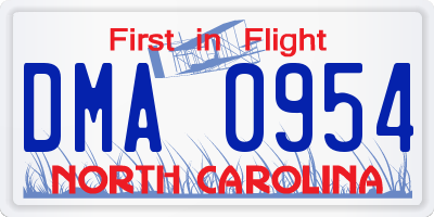 NC license plate DMA0954