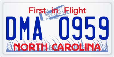 NC license plate DMA0959