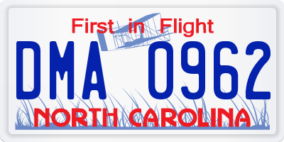 NC license plate DMA0962