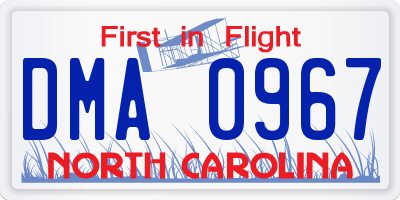 NC license plate DMA0967