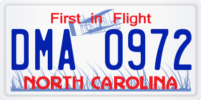 NC license plate DMA0972