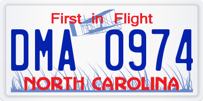 NC license plate DMA0974