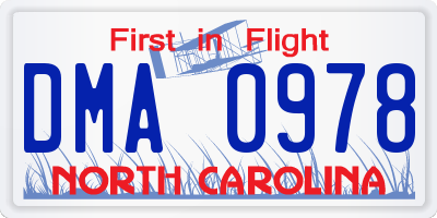 NC license plate DMA0978