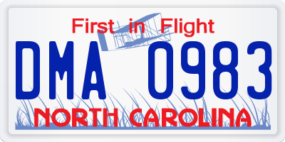 NC license plate DMA0983