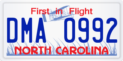 NC license plate DMA0992