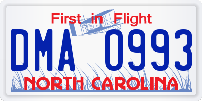 NC license plate DMA0993
