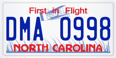 NC license plate DMA0998