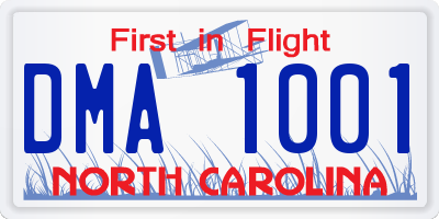 NC license plate DMA1001
