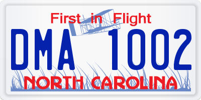 NC license plate DMA1002