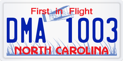 NC license plate DMA1003