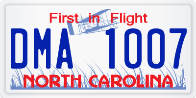 NC license plate DMA1007