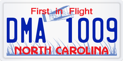NC license plate DMA1009