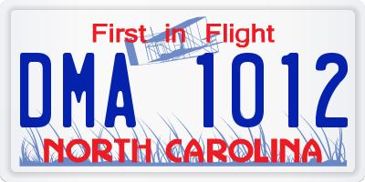 NC license plate DMA1012