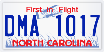 NC license plate DMA1017