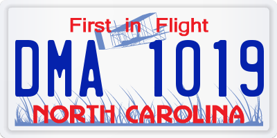 NC license plate DMA1019