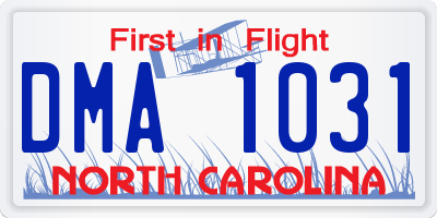 NC license plate DMA1031