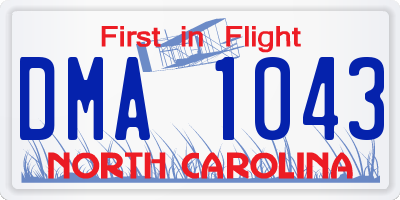 NC license plate DMA1043