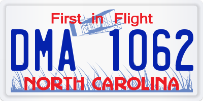 NC license plate DMA1062