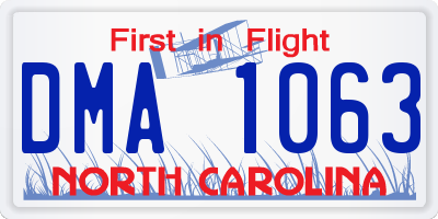 NC license plate DMA1063