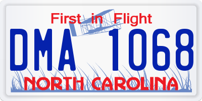 NC license plate DMA1068