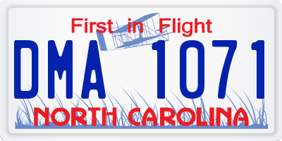 NC license plate DMA1071