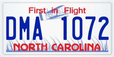 NC license plate DMA1072