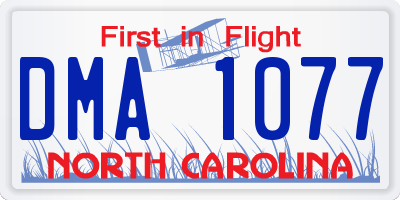 NC license plate DMA1077